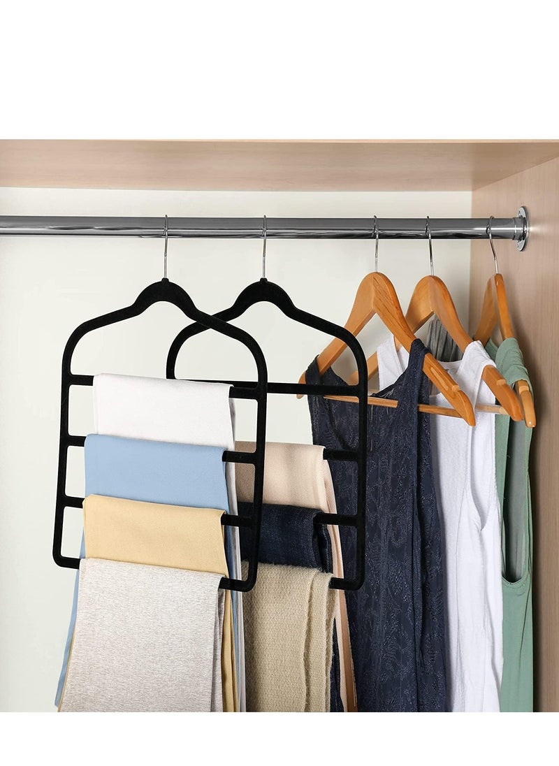 TYCOM - Non-Slip Velvet Pants Hangers - (6 Pack) Ultra Thin Space Saving 360 Degree Swivel Hook Pants Hangers Hold Up -to 10 Lbs - Pants 6pcs Black - Image 1