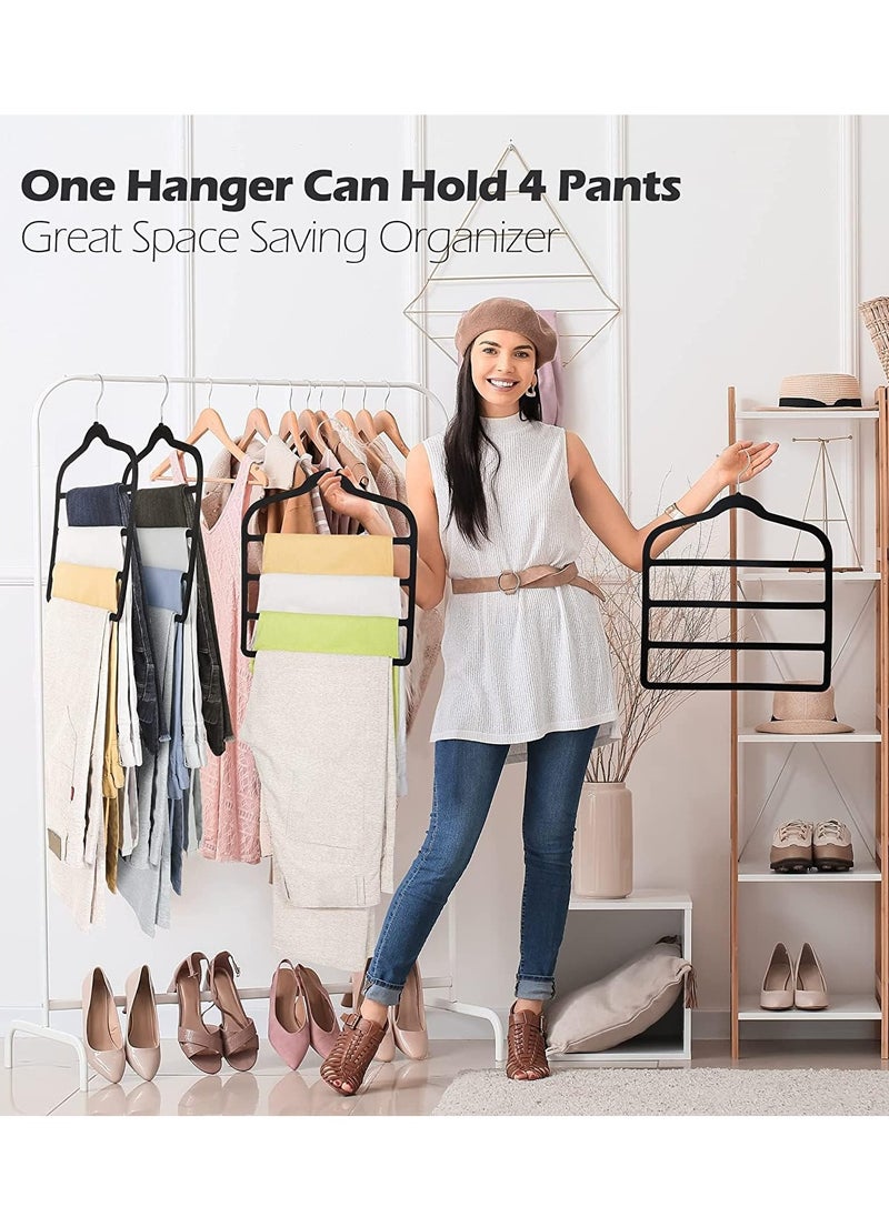 TYCOM - Non-Slip Velvet Pants Hangers - (6 Pack) Ultra Thin Space Saving 360 Degree Swivel Hook Pants Hangers Hold Up -to 10 Lbs - Pants 6pcs Black - Image 1