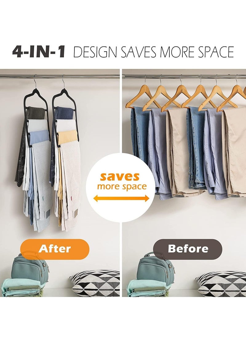 TYCOM - Non-Slip Velvet Pants Hangers - (6 Pack) Ultra Thin Space Saving 360 Degree Swivel Hook Pants Hangers Hold Up -to 10 Lbs - Pants 6pcs Black - Image 1