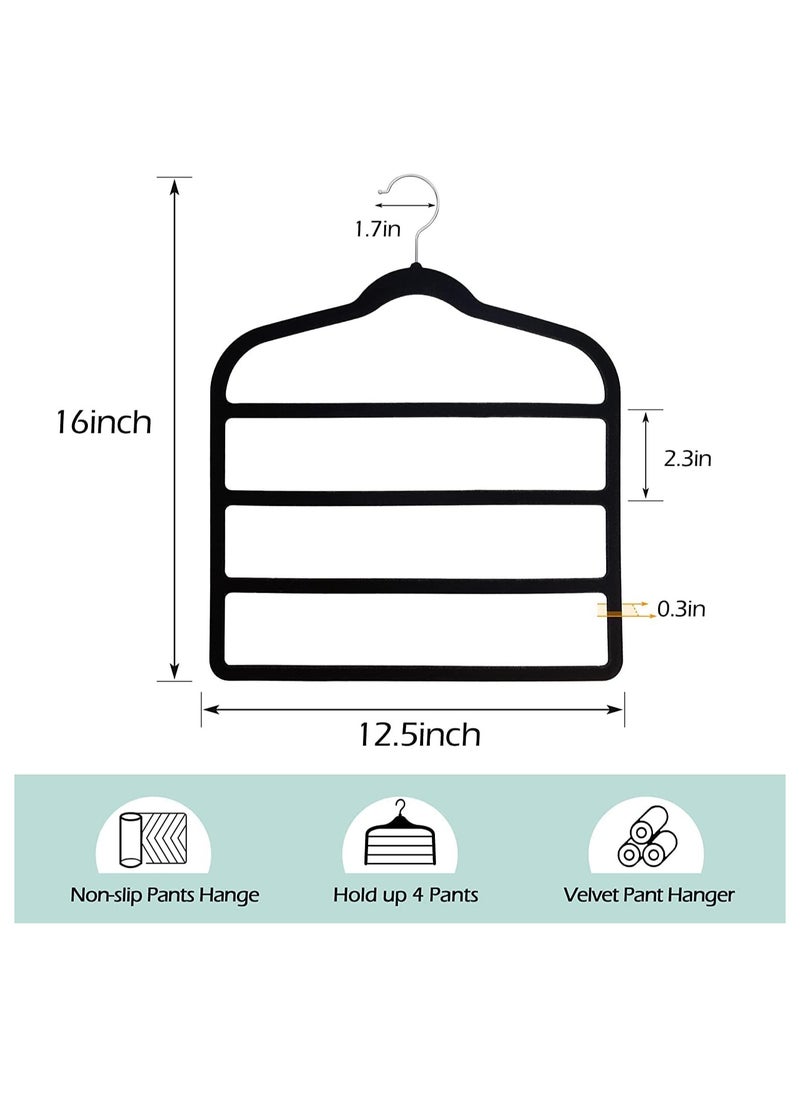 TYCOM - Non-Slip Velvet Pants Hangers - (6 Pack) Ultra Thin Space Saving 360 Degree Swivel Hook Pants Hangers Hold Up -to 10 Lbs - Pants 6pcs Black - Image 1