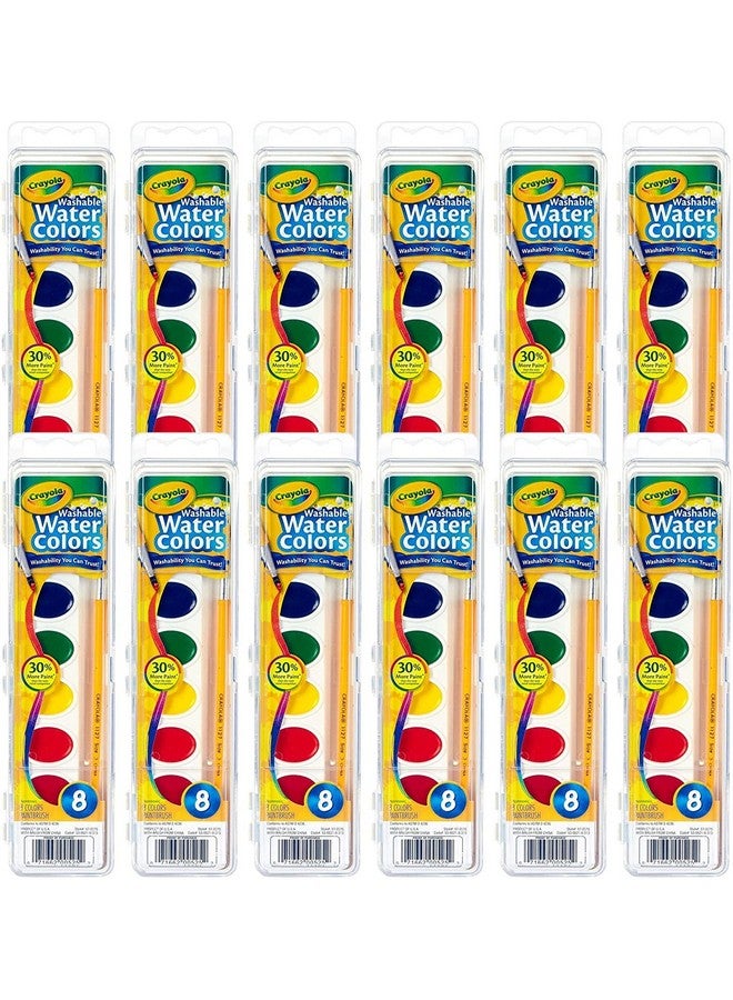 Crayola Washable Watercolor Paint Sets for Kids (12ct), Classroom Arts & Crafts, Bulk Classroom Paint for Kids, 8 Colors, 3+ - Image 1