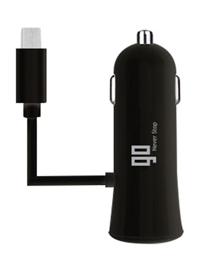 MicroUSB Car Charger 3.4 Ampere With Extra USB Port Black
