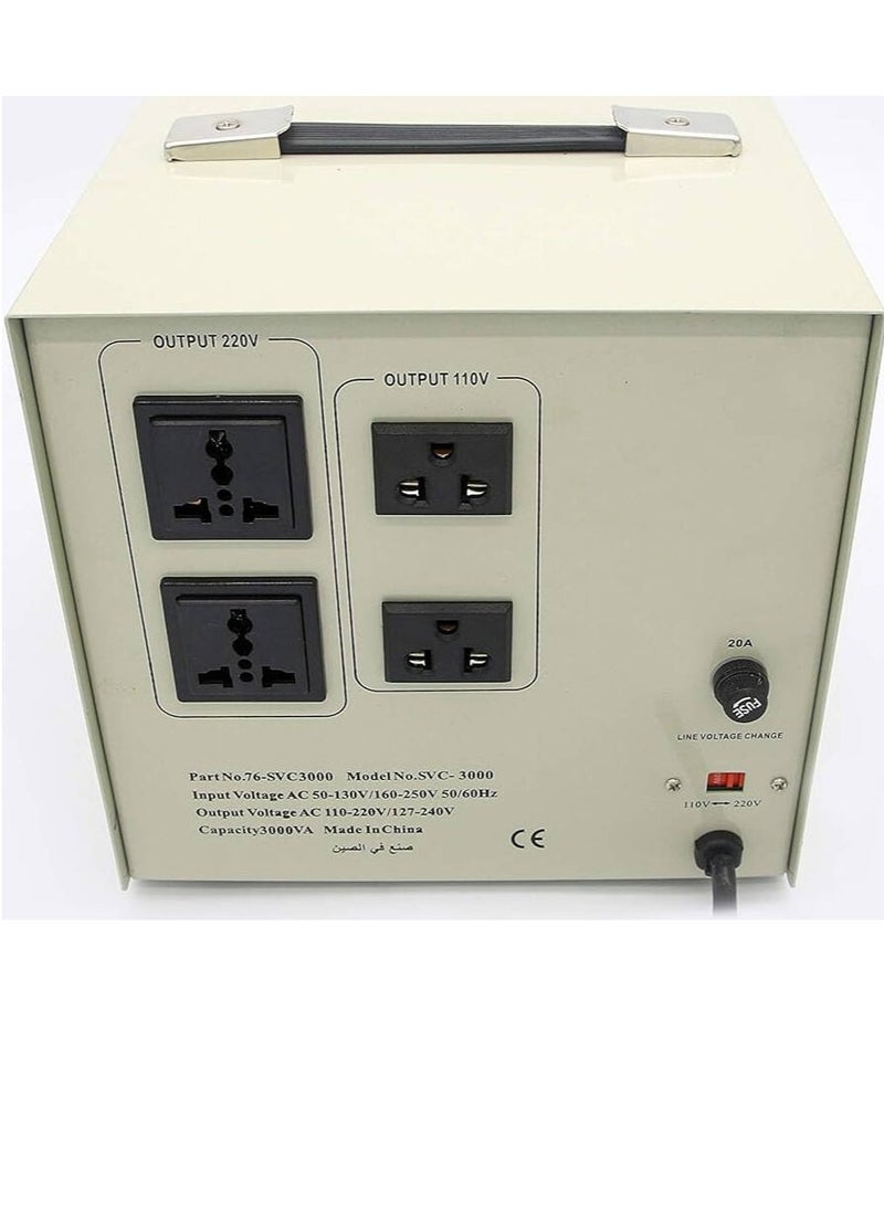 NEWSTAR Newstar Svc-3000B Power Regulator Stabilizer, LCD Display, Servo Motor Technology, 1500 Watts Max Surge, 50/60Hz Frequency, 3000 VA / 2200 Watts | Svc-3000B  - Image 1