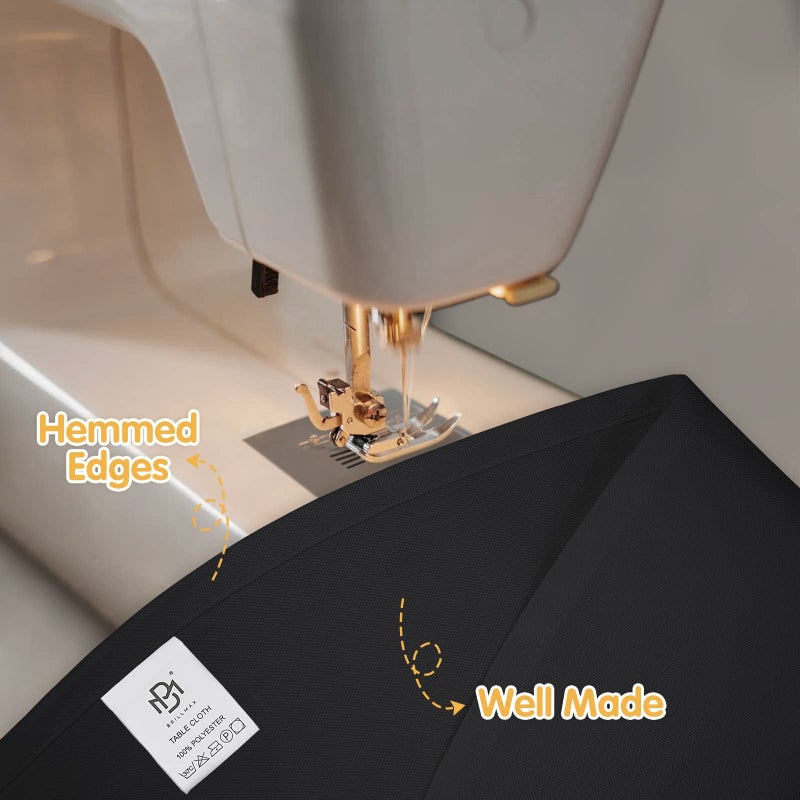 BRILLMAX 6 Pack Black Round Tablecloths 120 Inch for 60â€ Tables - 150 GSM Polyester Fabric, Floor Length Drop, Water, Stain & Wrinkle Resistant Cloth Cover for Wedding Reception Banquet Dining - Image 4