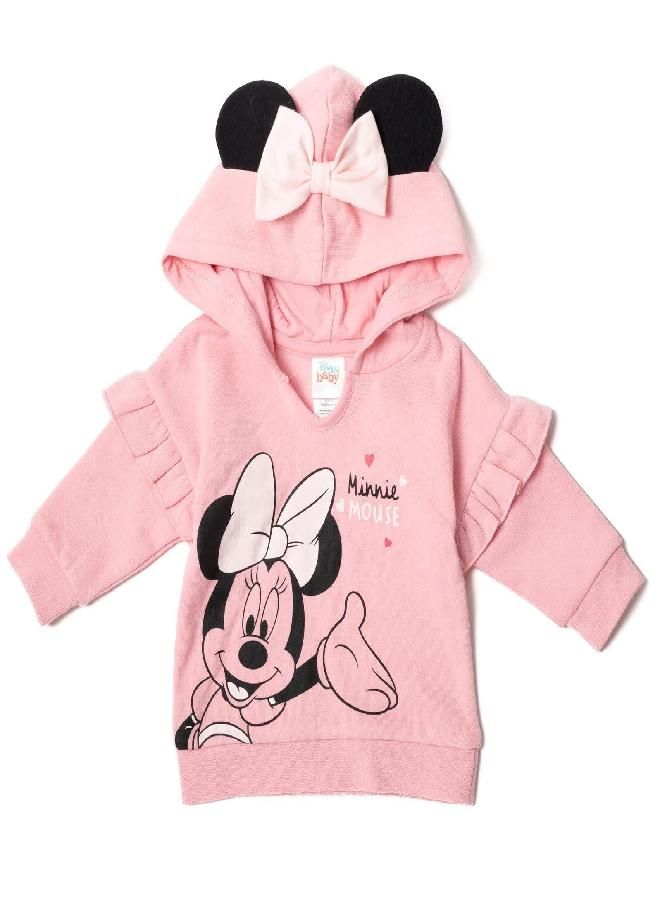Disney Disney Minnie Mouse Infant Baby Boys or Girls 3 Piece Outfit Set: Pants Bodysuit Hoodie Grey/Pink 6-9 Months  - Image 4