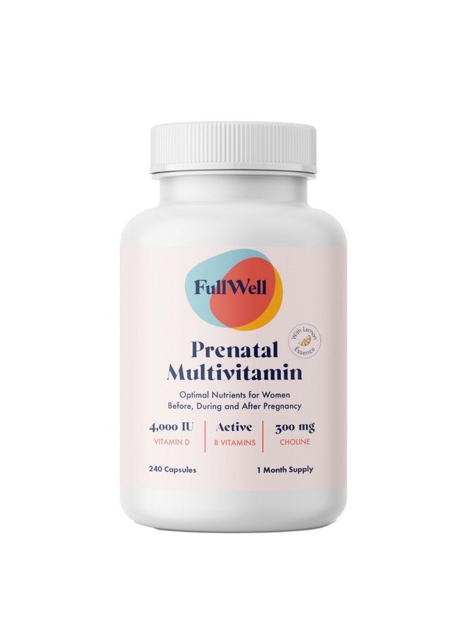 FullWell Prenatal Vitamins Lemon | choline, folate, vitamin D for fetal growth, brain development | 26 Vital Nutrients | Dietitian-formulated, OBGYN recommended, non-GMO, 3rd Party tested, 30 Servings - Image 1