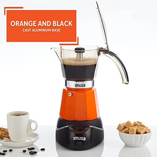 IMUSA 6 or 3cup Electric Espresso Maker, Orange - Image 3