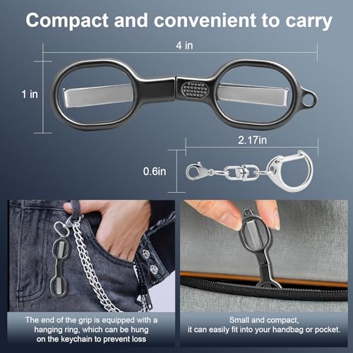 BSADIY 2 Pcs Folding Stainless Steel Portable Mini Travel Scissors, Safety Foldable Pocket Badge Small Scissors All Purpose with 2 Keychain for Travel, Office, Craft, Sewing, Nurse Accessories (Gray Black) - Image 3