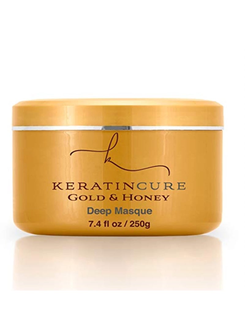 Keratin Cure - Keratin Cure Gold & Honey Deep Hair Mask Masque Conditioning Strengthen Dry Damaged Growth Relieves Scalp for all hair Moisturizing Reparation Argan Coconut Marula Women Men Beards 8 Oz - Image 1