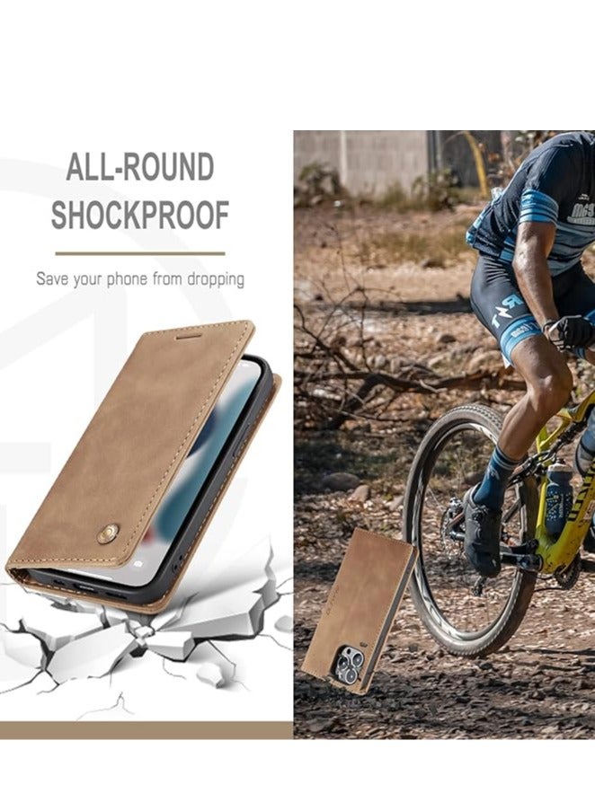 General iPhone 15 Pro Max/15 Plus/15 Pro/15 Phone Case, Retro PU Leather Wallet Style Phone Case, Shockproof Phone Case with Card Slot Bracket Magnetic Closure  - Image 5