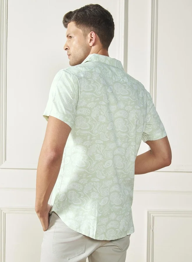 Dennis Lingo Relaxed Fit Green Rayon Shirt – Trendy and Comfortable