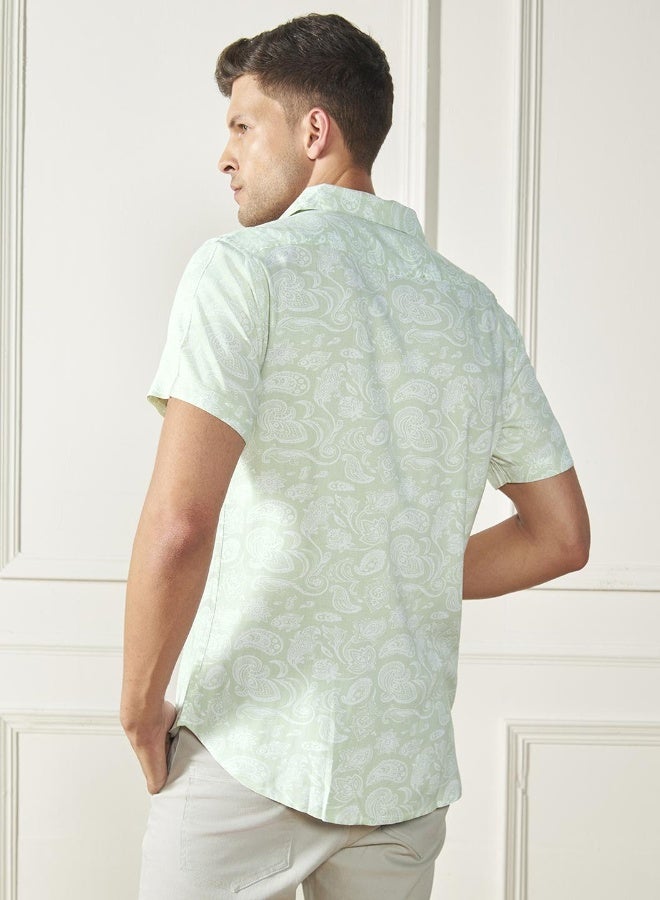 دينيس لينغو قميص أخضر بقصة مريحة من الرايون - عصري ومريح - Image 5