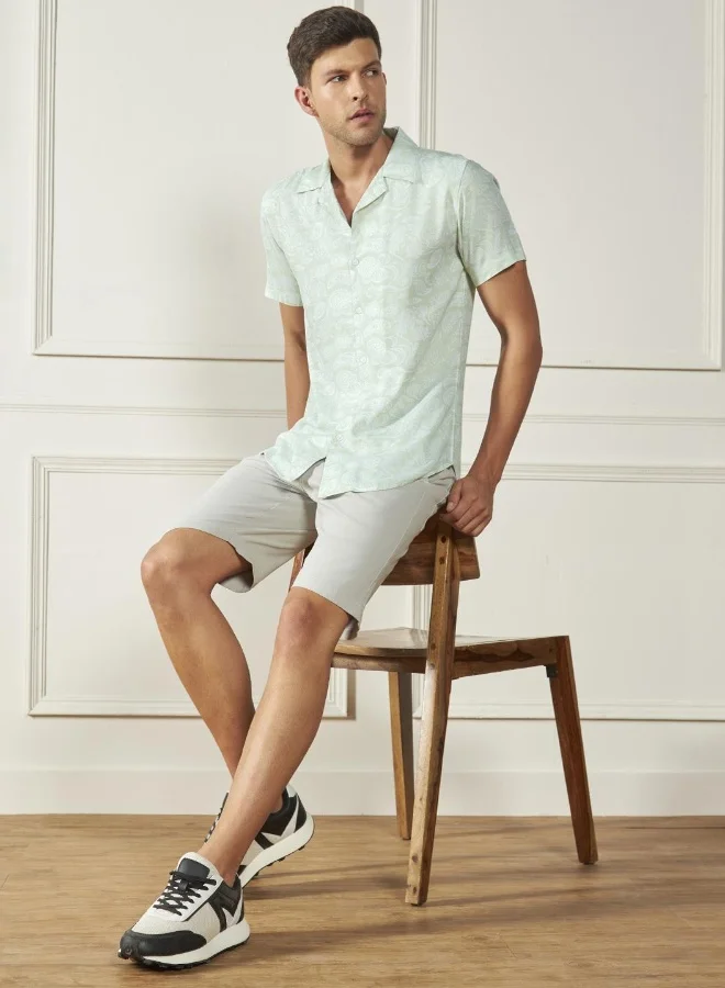 Dennis Lingo Relaxed Fit Green Rayon Shirt – Trendy and Comfortable
