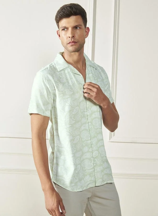 Dennis Lingo Relaxed Fit Green Rayon Shirt – Trendy and Comfortable