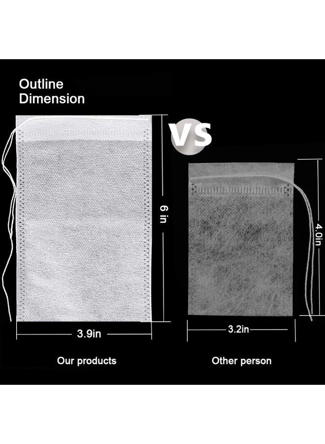 Fenshine 100Pcs Large Tea Bag - Disposable Empty Tea Filter Bags No Mess Mesh Bags with Drawstring for Concentrate/Iced Coffee, Herb, Loose Leaf Tea - Image 2