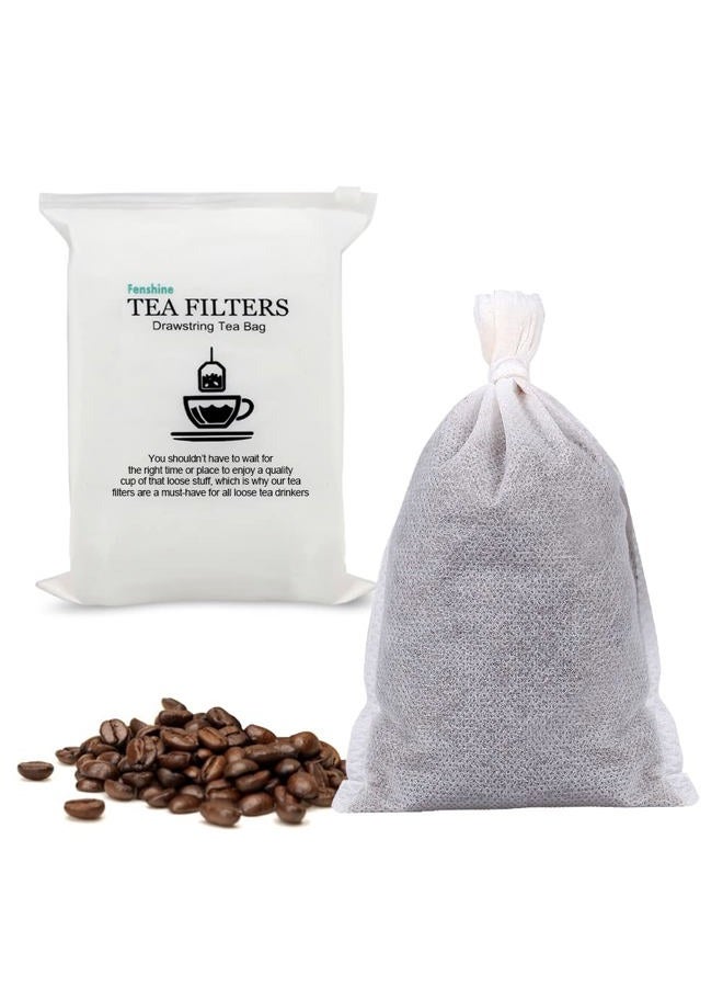 Fenshine 100Pcs Large Tea Bag - Disposable Empty Tea Filter Bags No Mess Mesh Bags with Drawstring for Concentrate/Iced Coffee, Herb, Loose Leaf Tea - Image 1