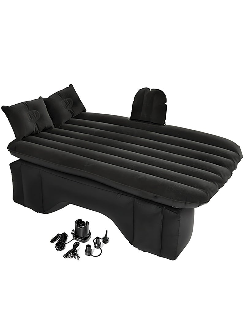 Manful Inflatable Mattress with Pump Portable Outdoor Air Mattress Foldable Single Thickened Flocking Mattress for Outdoor and Home  - Image 1