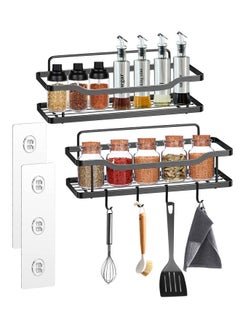 HomarKet 2-Pack Shower Caddy Bathroom Adhesive Shower Shelf No Drilling Rustproof Stainless Steel Shower Organizer Kitchen Wall Mount Storage Rack for Inside Shower and Kitchen Storage Black  - Image 2