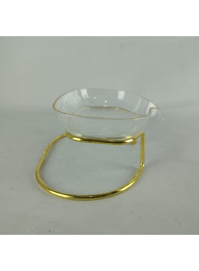 Acrylic soap dish with gold metal stand - Image 3