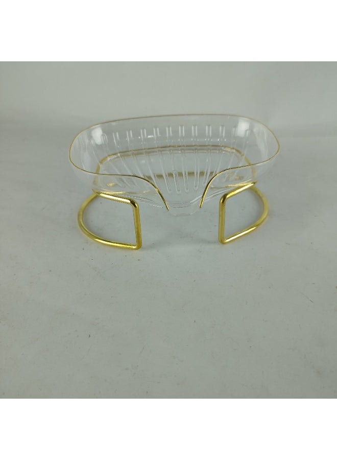 Acrylic soap dish with gold metal stand - Image 1