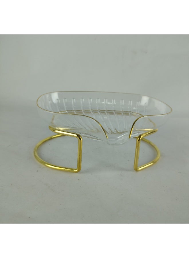 Acrylic soap dish with gold metal stand - Image 2