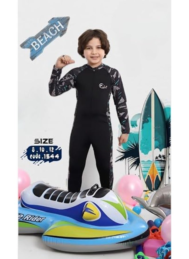 Boys' Black Quick-Dry Swim Shorts – Comfortable Sports Design for Freedom of Movement | Suitable for Beach, Pool and Water Activities | Code 1544 - Image 1