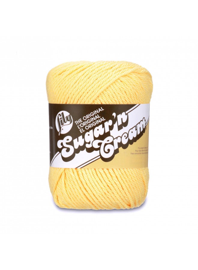 Lily Sugar 'N Cream The Original Solid Yarn, 2.5oz, Medium 4 Gauge, 100% Cotton - Yellow - Machine Wash & Dry - Image 1