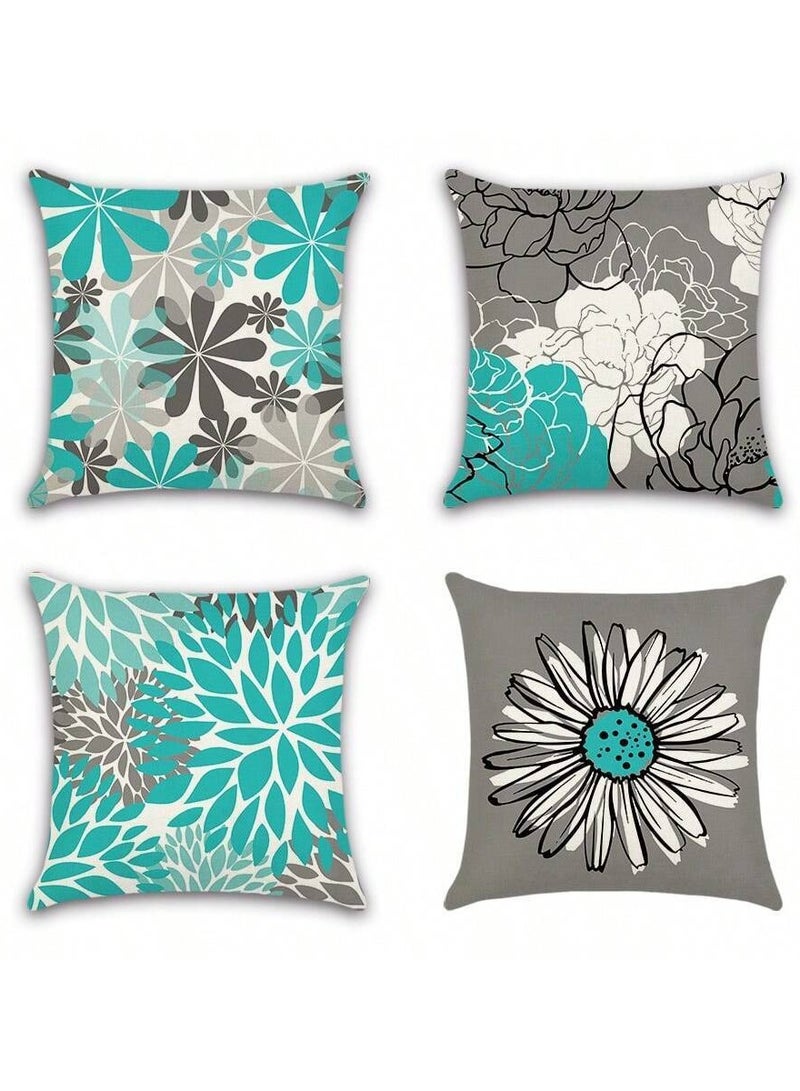 Cushion Cover Set Of 4 Pieces, Bright And Solid Colors, Size 45 Cm X 45 Cm, Without Filling. - Image 1