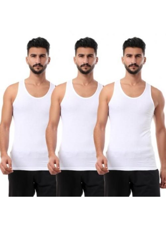 جيل 3 قطع حمالة قطن 100% ابيض رجالي