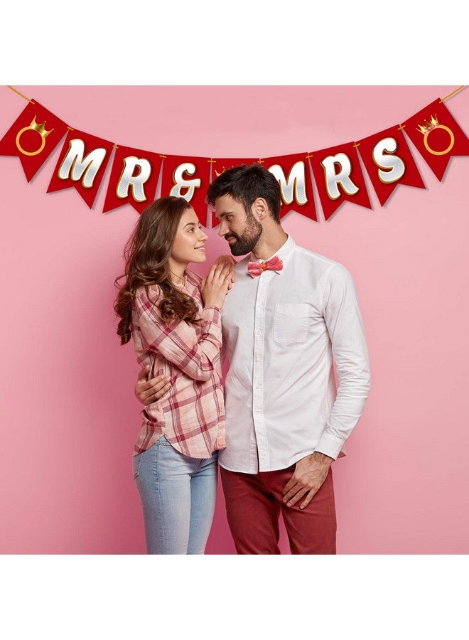 WOBBOX Bachelorette Bunting Banner, Bridal Shower Decorations, Bachelorette Party Banner For Bride & Groom, Bachelorette Party Decorations Items- White & Red Mr & Mrs - Image 5