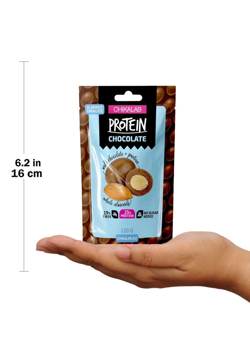Chikalab Protein Chocolate Covered Dragee - Chocolate Almonds - (120g)  - Image 3