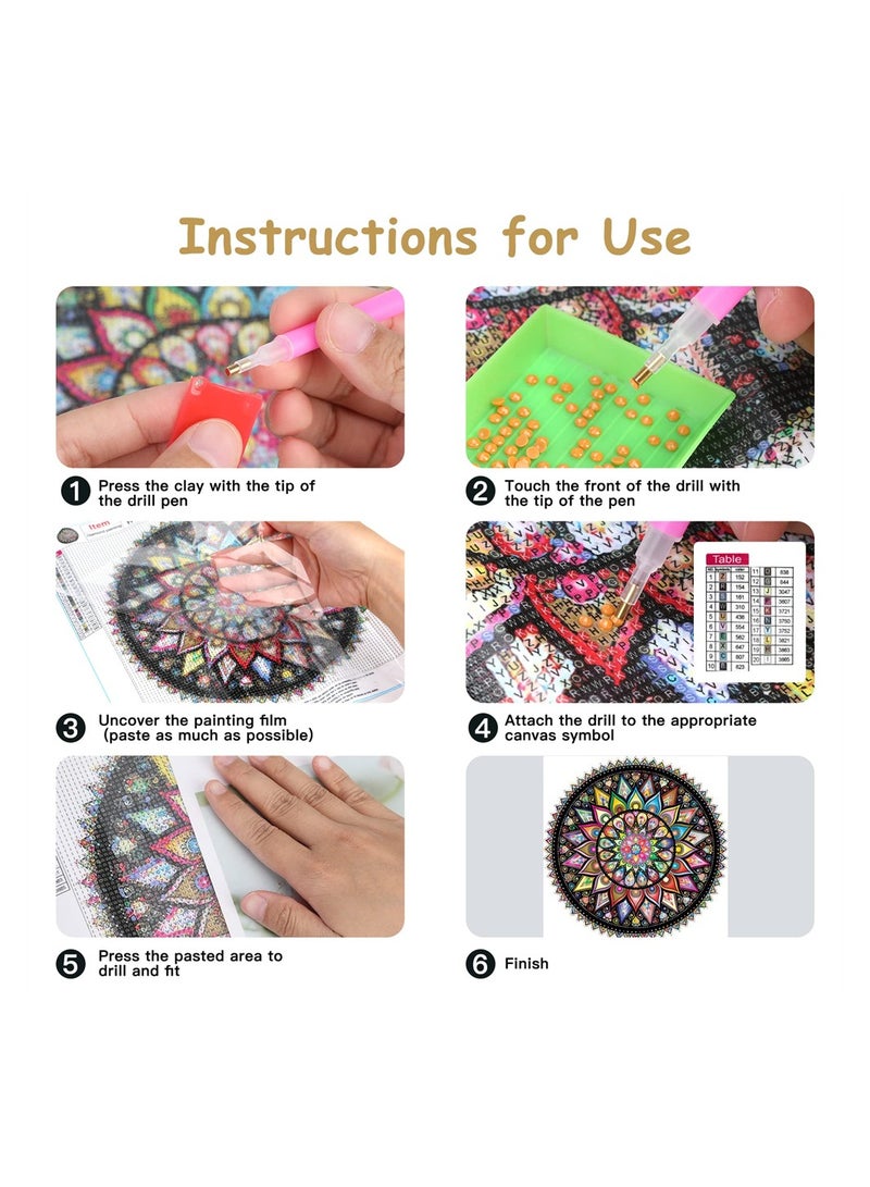 KASTWAVE أطقم لوحات الماس مانديلا 5D ، فن الماس DIY كامل الحفر تطريز خياطة للصناعات اليدوية ، فن الماس DIY للرسم لتزيين الجدران والمكاتب في المنزل ، 30×30 سم - Image 4