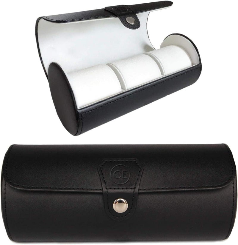CASE ELEGANCE Travel Watch Case Roll Organizer for Men | Vegan Faux Leather Watch Display Case | Watch Display, Storage & Holder | Watch Case for Men's Watch Collection | Watch Holder for Men | Black - Image 2