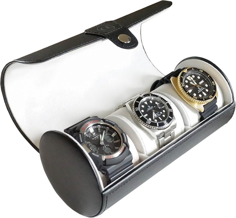 CASE ELEGANCE Travel Watch Case Roll Organizer for Men | Vegan Faux Leather Watch Display Case | Watch Display, Storage & Holder | Watch Case for Men's Watch Collection | Watch Holder for Men | Black - Image 1
