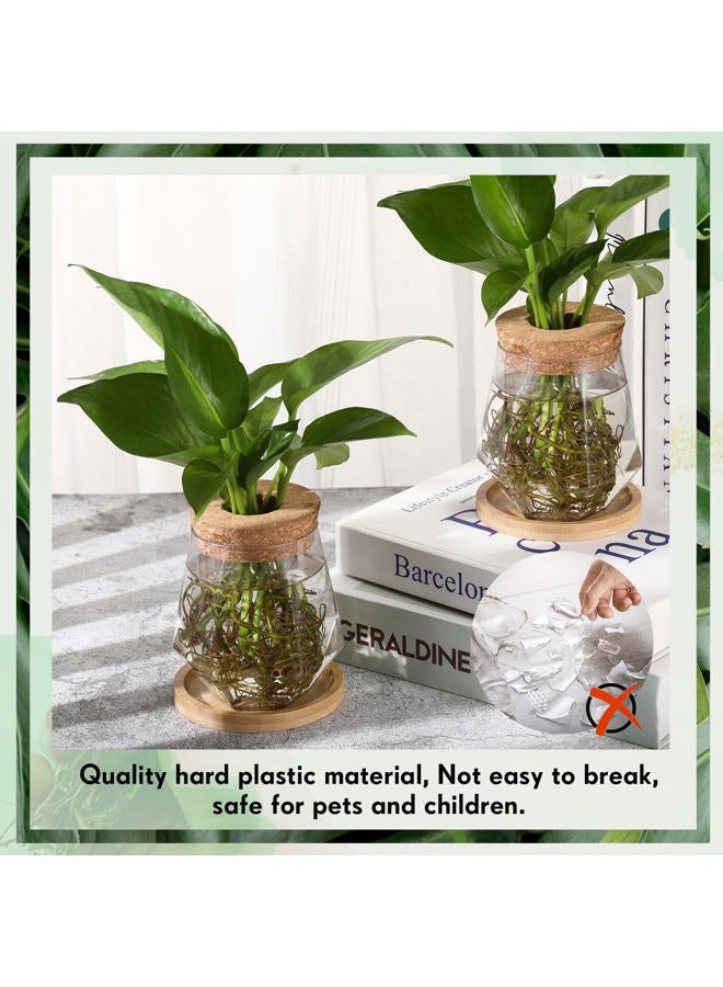 Baderke 12 Packs Propagation Vases for Plants Plastic Plant Propagation with Hole Lid and Bamboo Stand Growing in Water Hydroponic Home Office Desktop Vase Decoration (Cup Style) - Image 3