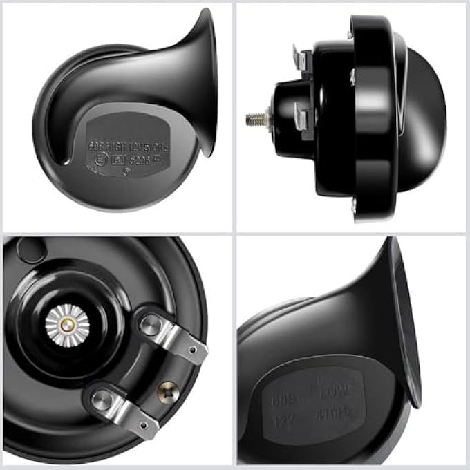 Khazna 2 Pcs HornHigh And Low Note Twin Tone Dual Horn Train Horn Kit Auto Electric Snail Horn For All Vehicles Motorcycles 12 Volt - Image 4