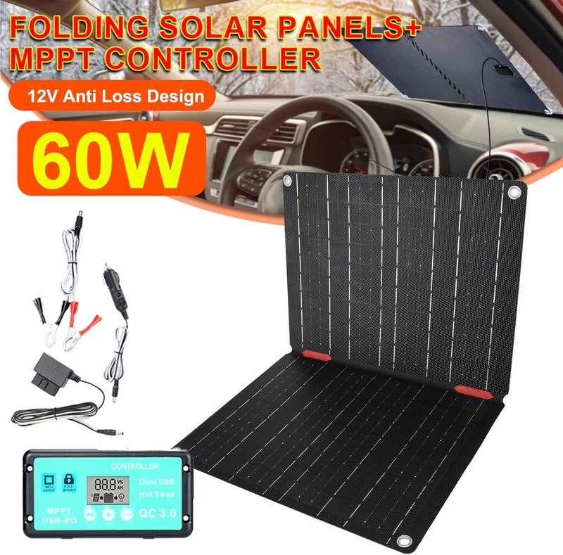 Zerodis Garden Recreation Solar Panel Etfe Technology 60W Waterproof Compact Design Ideal For Camping And Outdoor Use Car Solar Charger Portable - Image 2
