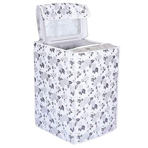 DALUCI Waterproof & Dust-Proof Washing Machine Cover Suitable For LG Top Loading Fully Automatic 6 kg | 6.2 Kg | 6.5 Kg | 7 Kg Washing Machine Only (Half White & Grey, 56cms X 56cms X 85cms) - Image 1