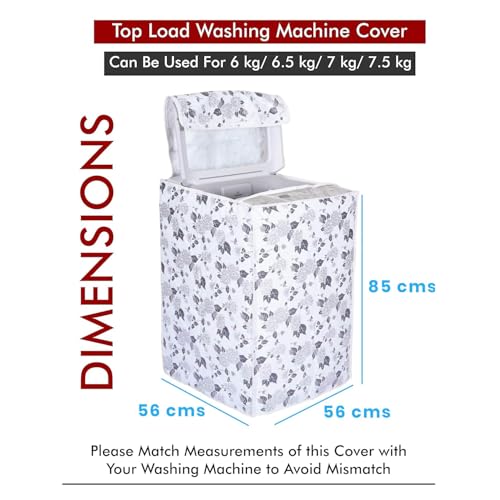 DALUCI Waterproof & Dust-Proof Washing Machine Cover Suitable For LG Top Loading Fully Automatic 6 kg | 6.2 Kg | 6.5 Kg | 7 Kg Washing Machine Only (Half White & Grey, 56cms X 56cms X 85cms) - Image 2