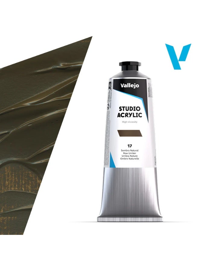ألوان أكريليك احترافية للفنانين والاستوديوهات - لون بني داكن خام، غني بالأصباغ، تغطية سلسة على القماش والخشب - ١٢٥ مل
