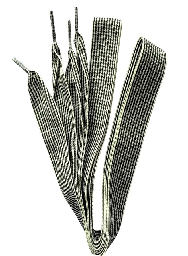 Goodlace 1 Inch Wide Fantastic Flat Checkered Shoelaces Fabric Ribbon Plaid Shoe Laces for Sneaker Sport Shoes 47/55 Inch, No5 Black, 47In/120cm - Image 1