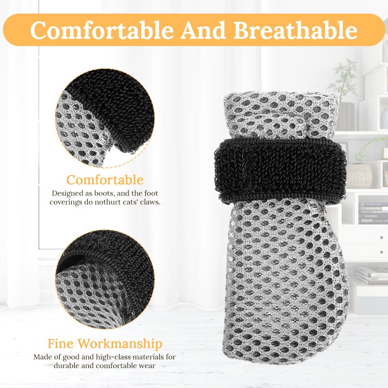 YBEATY 4 Pcs Cat Boots Anti Scratch Mittens Gloves Adjustable Cat Claw Protectors Foot Covers Mesh Breathable Cats Shoes to Prevent Scratching for Pet Bathing Feeding Cutting Nail Trimming - Image 4
