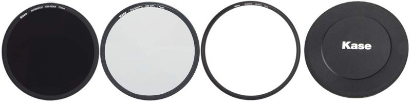 Kase Wolverine 77mm Magnetic Shockproof Tempered Optical Glass Filter Kit Includes Magnetic CPL MCUV ND64 Lens Cap Case 77