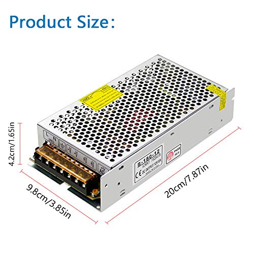 SHNITPWR 12V 15A 180W Power Supply Adapter 110V / 220V AC to DC Universal Regulated Switching Power Converter Transformer LED Driver for LED Light Strip 3D Printer CCTV Security System LCD Monitor - Image 2