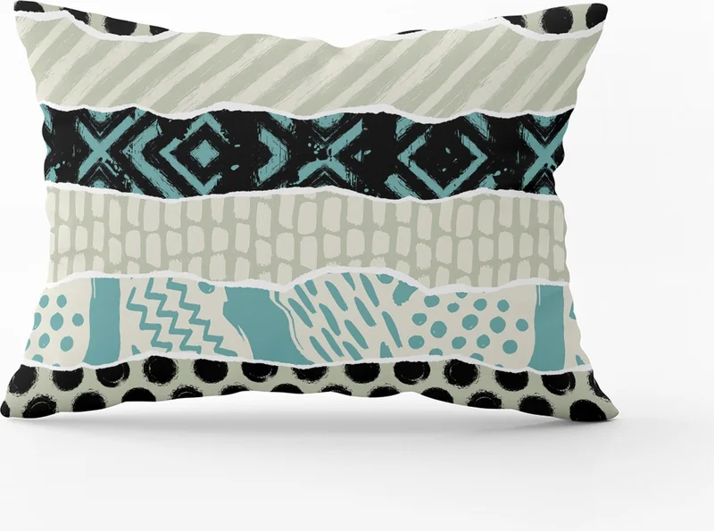 Cango Home Blue Black Geometric Patterned Throw Pillow Case - CGH101-3550 Double Sided Printed