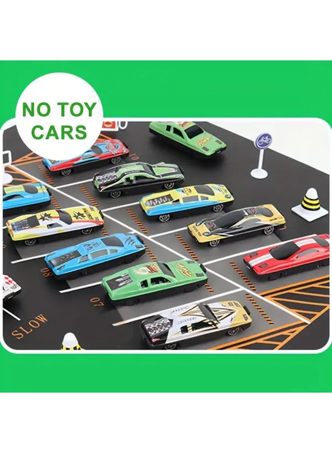 Small Size Parking Lot Game Map Set With 28 Road Signs Educational Toy Mat - Image 3