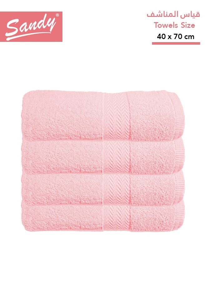 Sandy Premium Hotel Quality Hand Towel Set 100% Cotton Made in Egypt - 600 GSM, Soft Quick Drying and Highly Absorbent (4 Pack - 40x70 cm), Light Pink - Image 1