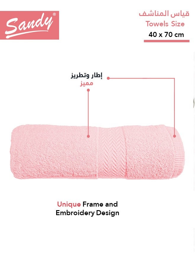 Sandy Premium Hotel Quality Hand Towel Set 100% Cotton Made in Egypt - 600 GSM, Soft Quick Drying and Highly Absorbent (4 Pack - 40x70 cm), Light Pink - Image 2