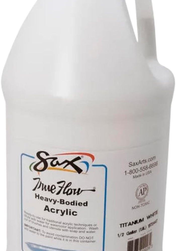 Sax True Flow Heavy Body Acrylic Paint, 1/2 Gallon, Titanium White - Image 1