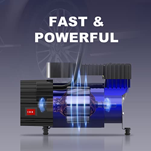 TOPDC Tire Inflator Portable Air Compressor Air Pump for Car Tires, Car Accessories, 12V DC Auto Tire Pump with Digital Pressure Gauge, 100PSI with Emergency LED Light for Car, Bicycle, Balloons - Image 2